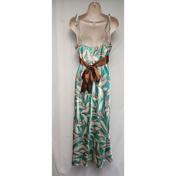 Alyn Paige New York Midi Dress Fit Flare Green/Brown Junior Size 7/8 - Picture 5 of 8